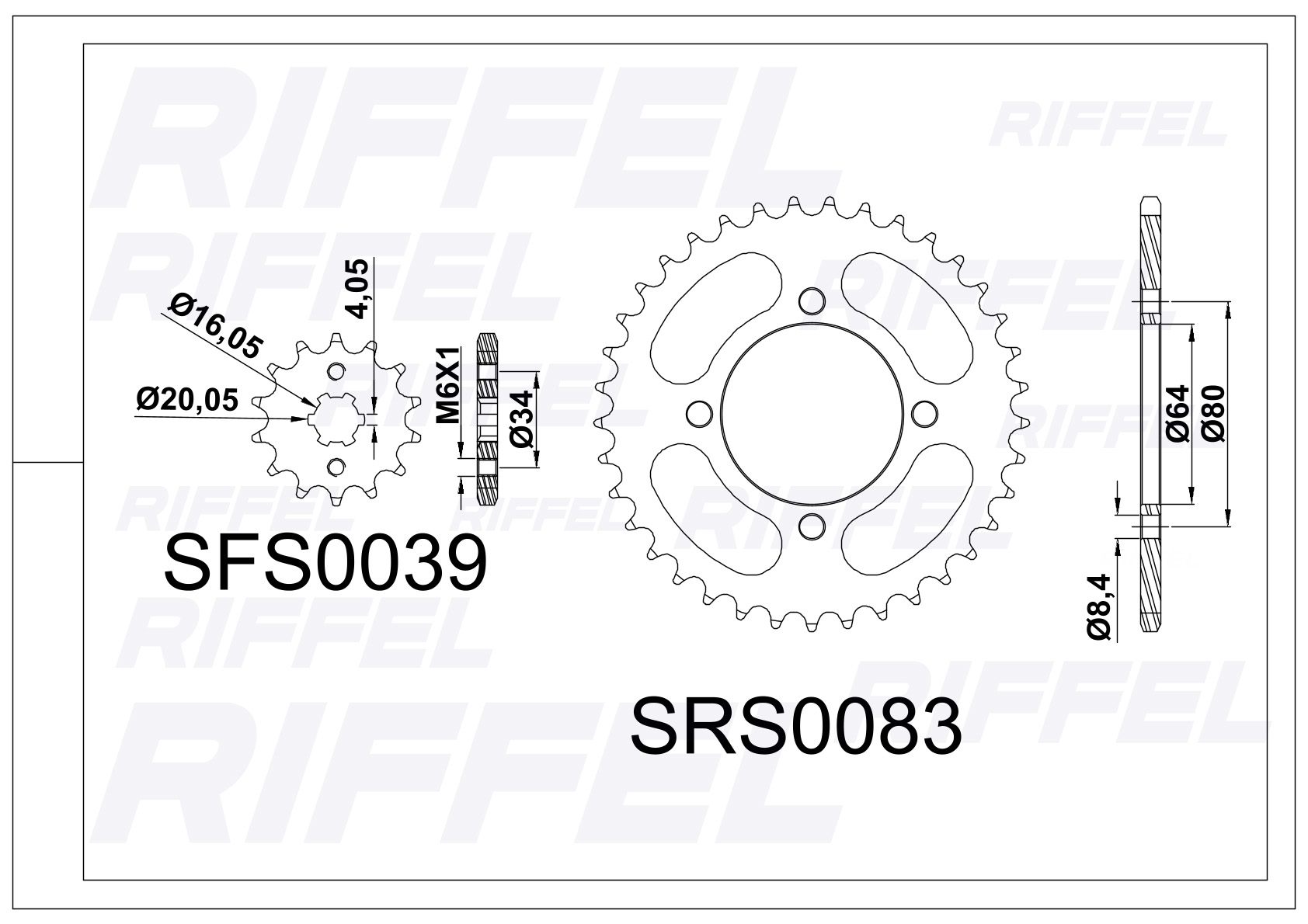 Kit transmisión Riffel | Yamaha YBA 125 Enticer 45T/14Z 2