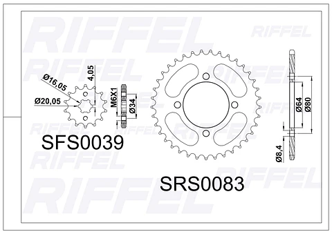 Kit transmisión Riffel | Yamaha YBA 125 Enticer 45T/14Z