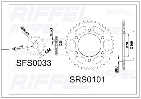 Kit transmisión Riffel | Yamaha FZ 16 40T/14Z