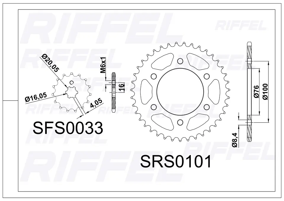 Kit transmisión Riffel Titanium | Yamaha FZ 16 40T/14Z 2