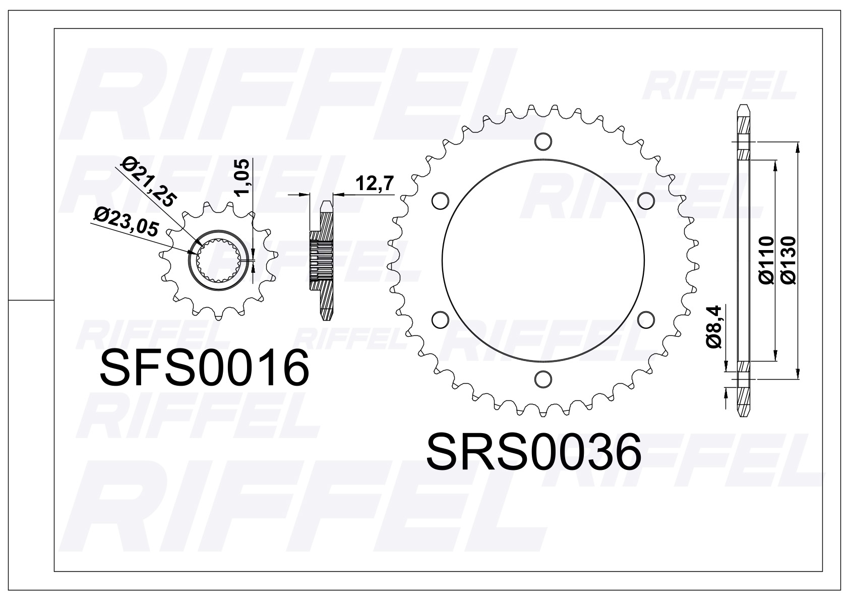 Kit transmisión Riffel | Yamaha FZ 250 46T/15Z 2