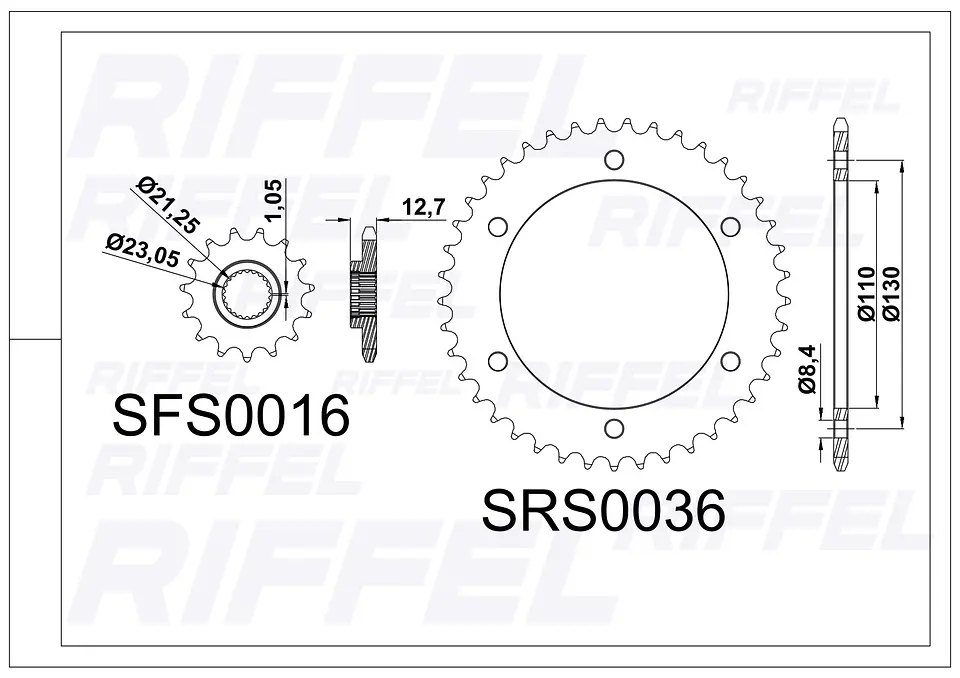Kit transmisión Riffel Titanium | Yamaha FZ 250 46T/15Z 2