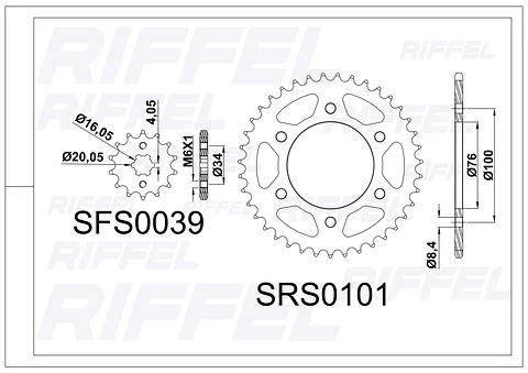 Kit transmisión Riffel | Yamaha YZF R15 V2 47T/14Z