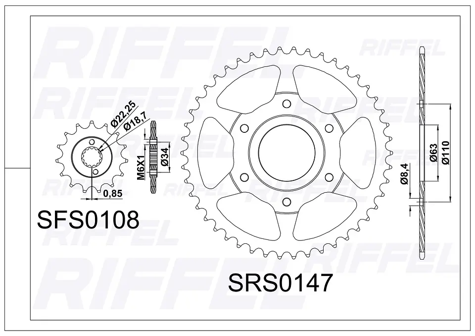 Kit transmisión Riffel Top | Bajaj Dominar 400 46T/15Z 2