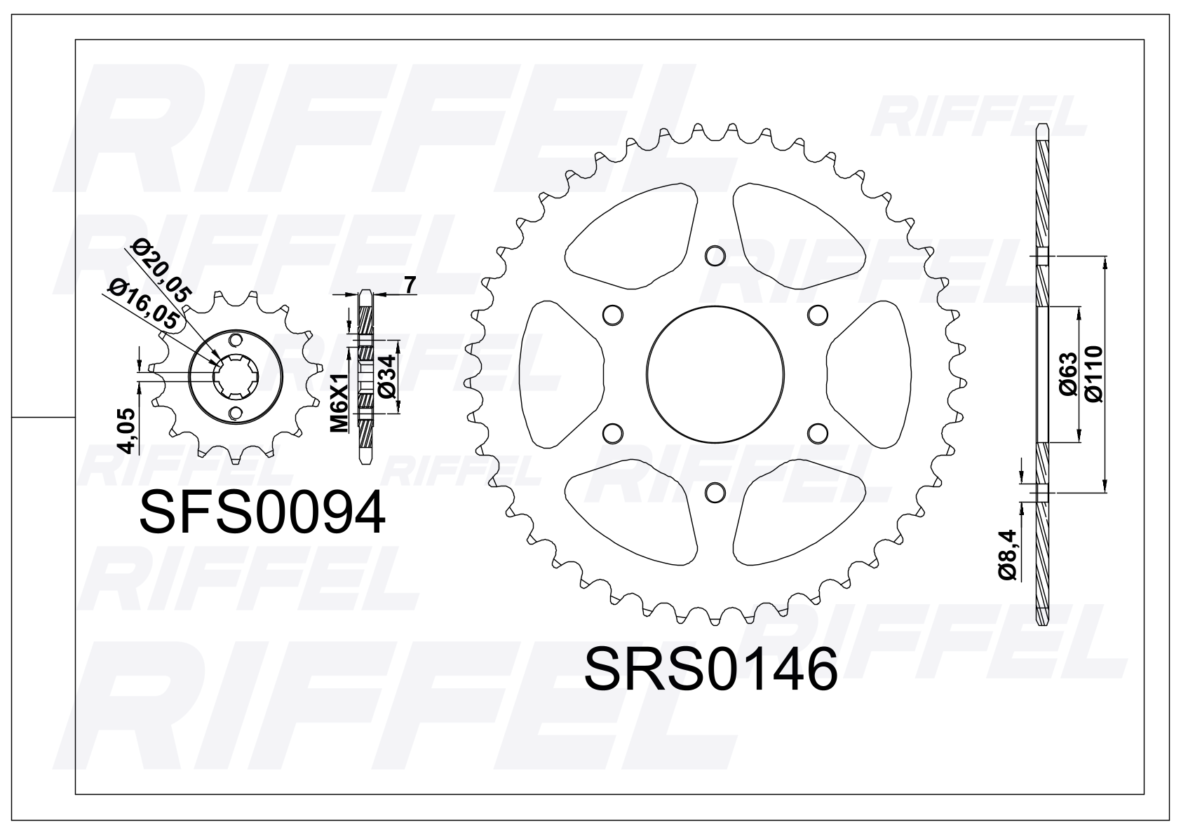 Kit transmisión Riffel Top | Bajaj Pulsar N250 44T/15Z 2
