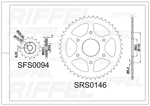 Kit transmisión Riffel Top | Bajaj Pulsar N250 44T/15Z