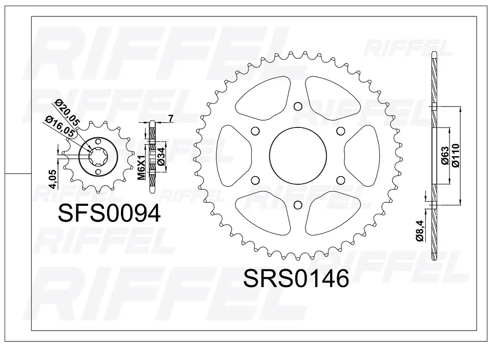 Kit transmisión Riffel Top | Bajaj Pulsar N250 44T/15Z 2