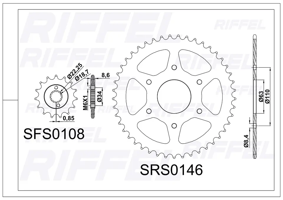 Kit transmisión Riffel Top | KTM Duke 390 45T/15Z 2