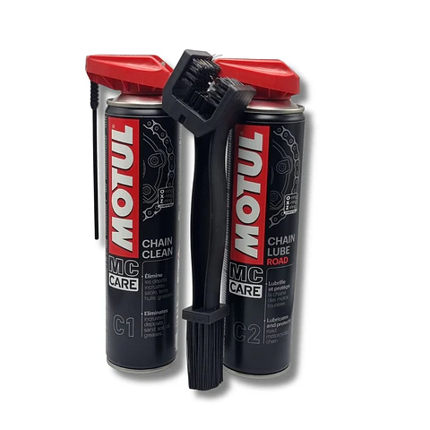 Kit de Limpieza y Lubricación de Transmisión (Limpiador C1 + Lubricante C2 + Cepillo) Motocicleta