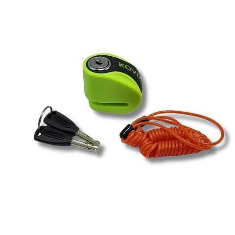 Candado de Disco Moto Kovix KNN1 Verde Fluor + Cable Recordatorio