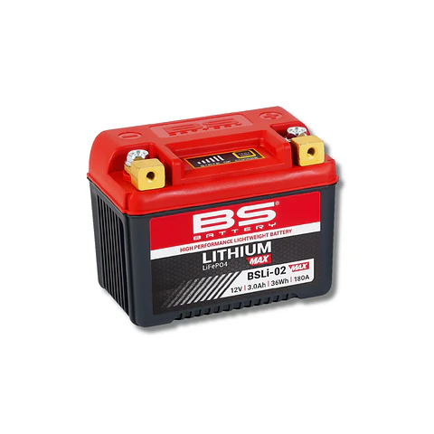 Batería Moto Bs Battery BSLI-02 Max Litio LiFeP04 (Equivalente BTZ7S, BTZ8V) 12.8V 24Wh