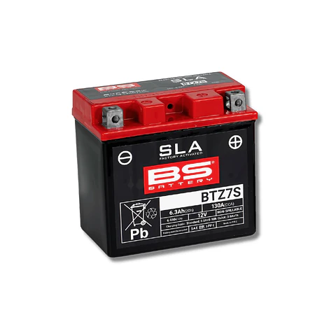 Batería Moto Bs Battery BTZ7S SLA AGM (Equivalente YTZ7S, YTZ6S, YTX5L-BS) 12V 6Ah