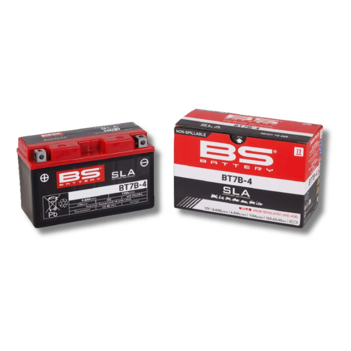 Batería Moto Bs Battery BT7B-4 SLA AGM (Equivalente YT7B-BS) 12V 6.5 Ah 1