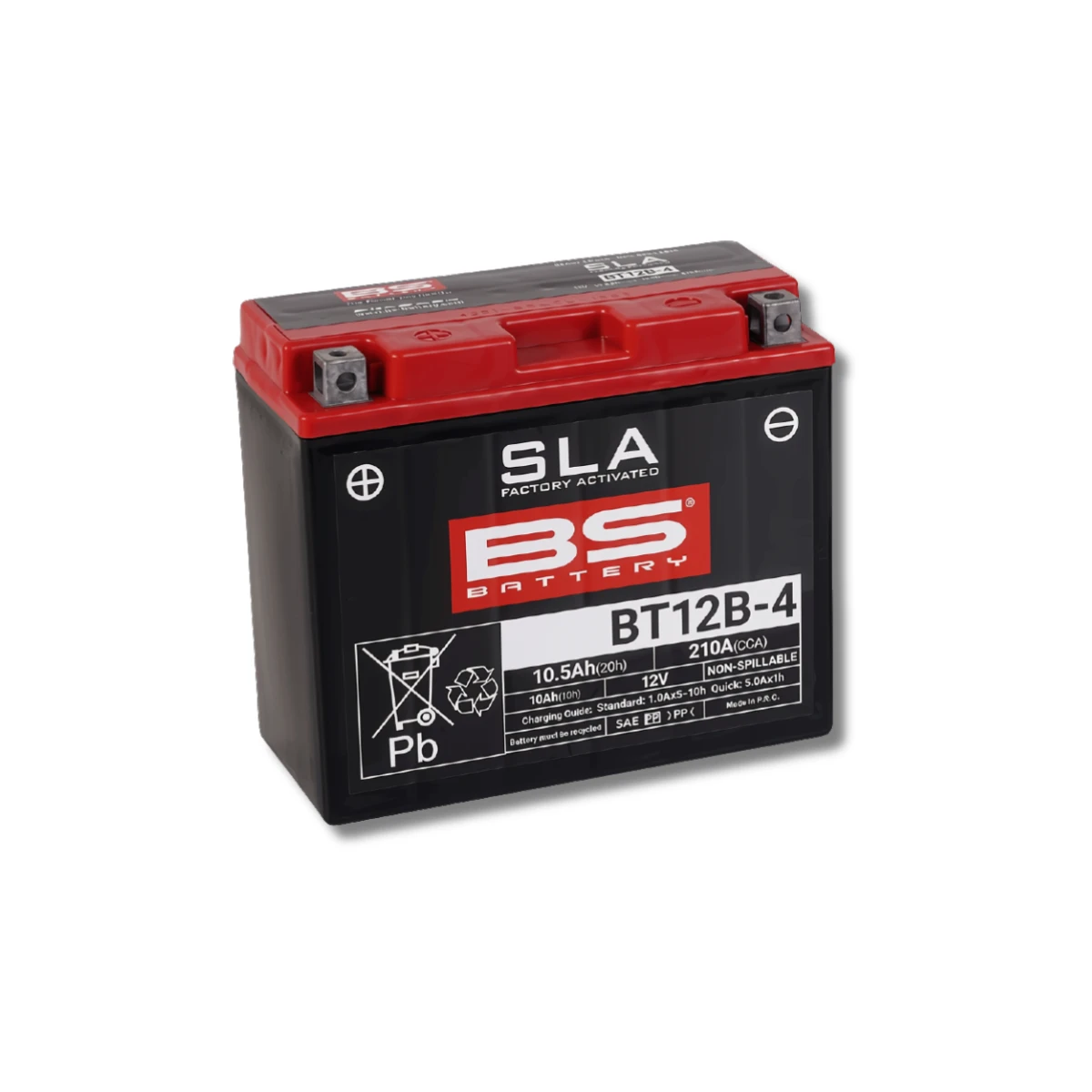 Batería Moto Bs Battery BT12B-4 SLA AGM (Equivalente YT12B-BS) 12V 10Ah 2