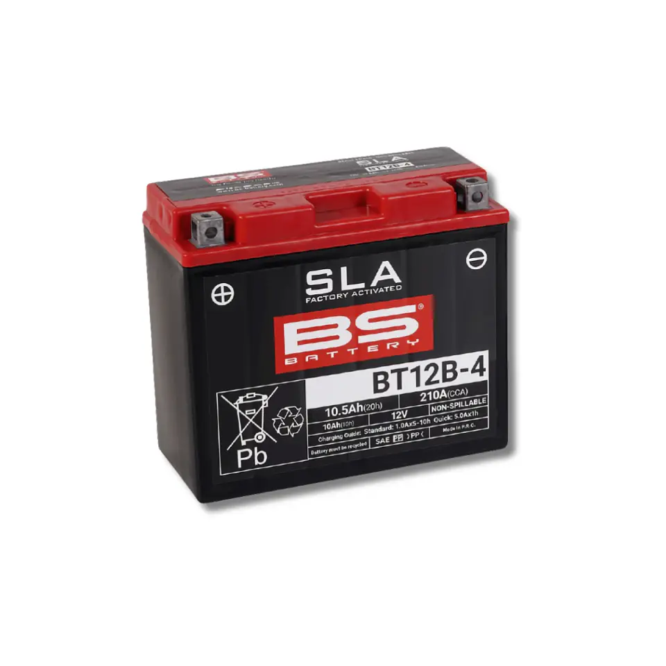 Batería Moto Bs Battery BT12B-4 SLA AGM (Equivalente YT12B-BS) 12V 10Ah 2