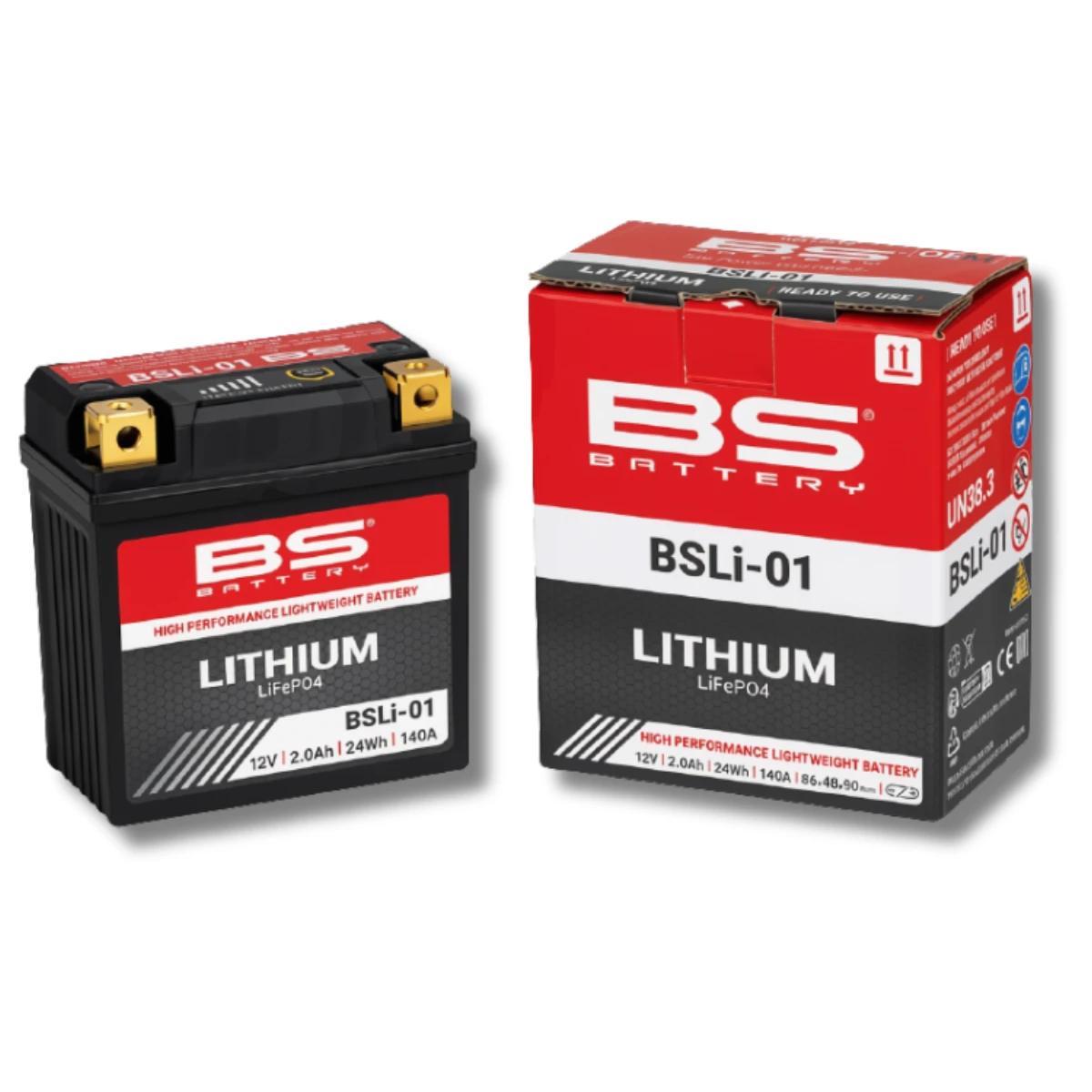 Batería Moto Bs Battery BSLI-01 Litio LiFeP04 (Equivalente YB3L-A/B) 12.8V 24Wh 1