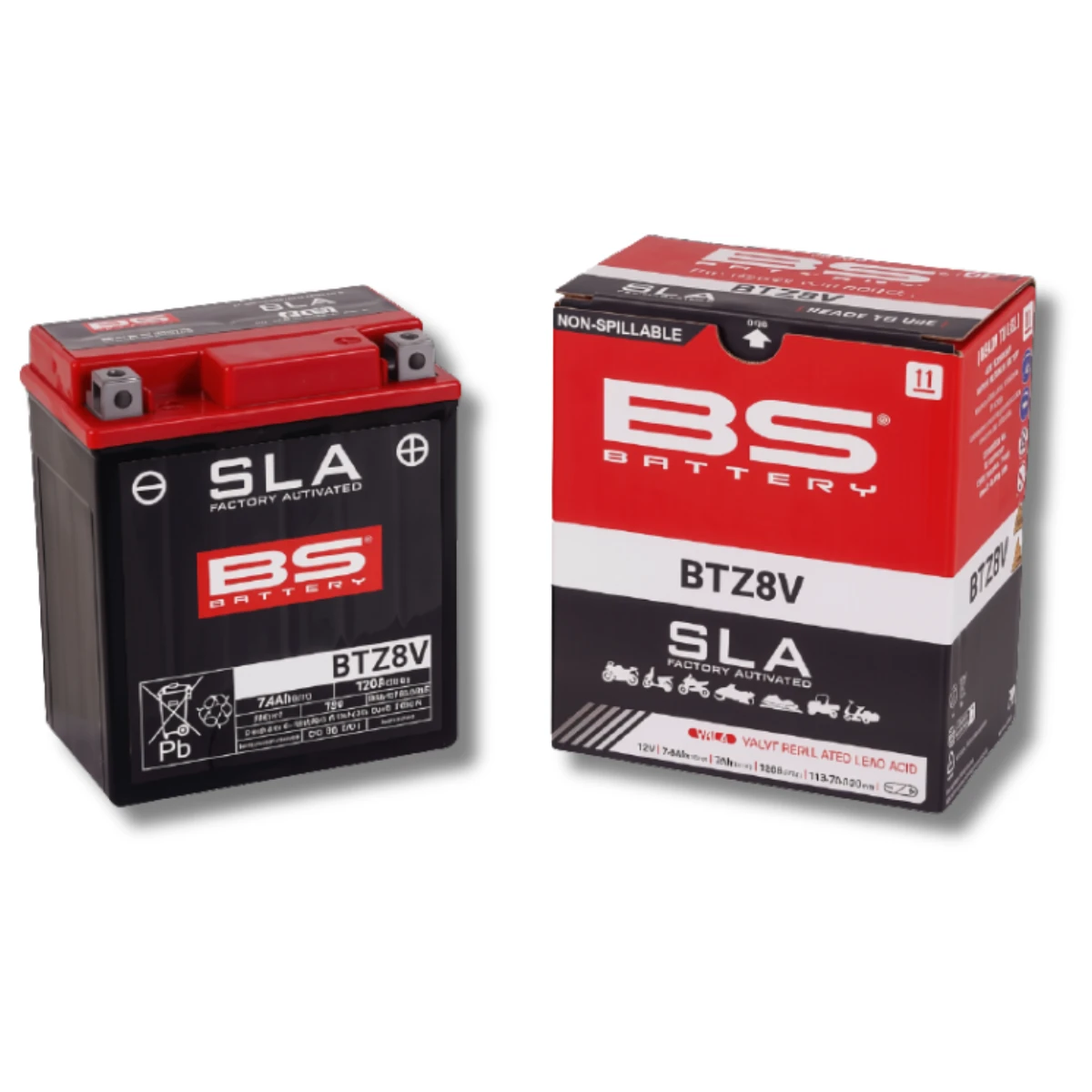 Batería Moto Bs Battery BTZ8V SLA AGM (Equivalente YTZ8V, YTX7L-BS) 12V 7Ah 1