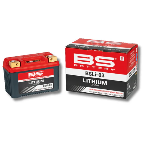 Batería Moto Bs Battery BSLi-03 Litio LiFeP04 (Equivalente YTX7A, YTX9) 12.8V 36Wh