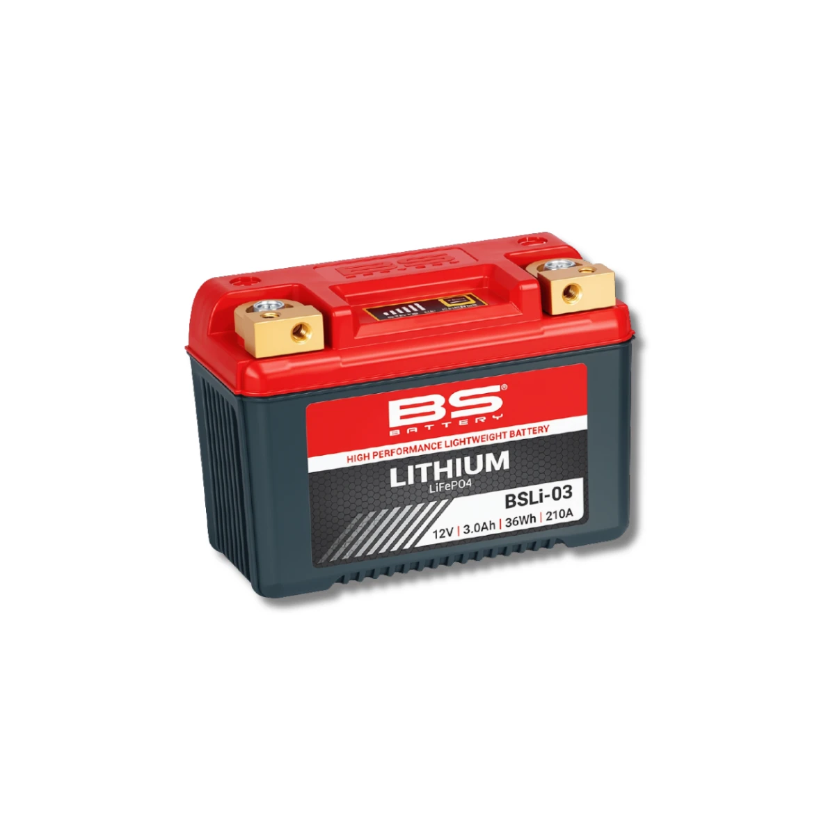 Batería Moto Bs Battery BSLi-03 Litio LiFeP04 (Equivalente YTX7A, YTX9) 12.8V 36Wh 2