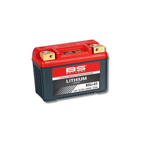 Batería Moto Bs Battery BSLi-03 Litio LiFeP04 (Equivalente YTX7A, YTX9) 12.8V 36Wh