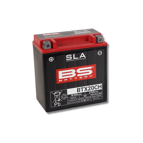 Batería Moto Bs Battery BTX20CH SLA AGM (Equivalente YTX20CH-BS) 12V 18Ah