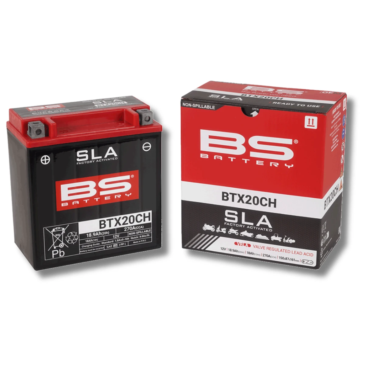 Batería Moto Bs Battery BTX20CH SLA AGM (Equivalente YTX20CH-BS) 12V 18Ah 1