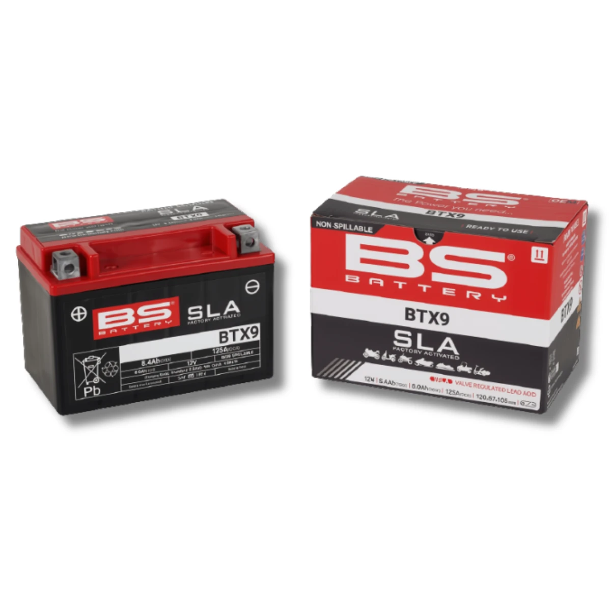 Batería Moto Bs Battery BTX9 SLA AGM (Equivalente YTX9-BS) 12V 8Ah 1