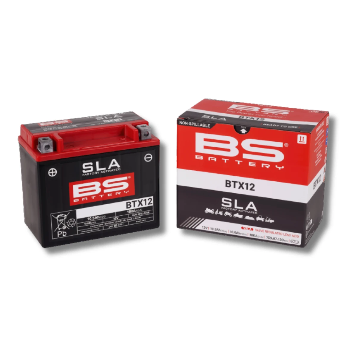 Batería Moto Bs Battery BTX12 SLA AGM (Equivalente YTX12-BS) 12V 10Ah 1