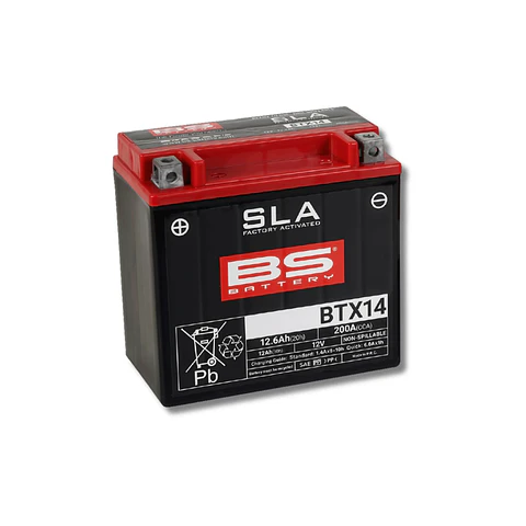 Batería Moto Bs Battery BTX14 SLA AGM (Equivalente YTX14-BS) 12V 12Ah
