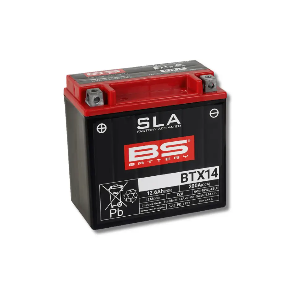 Batería Moto Bs Battery BTX14 SLA AGM (Equivalente YTX14-BS) 12V 12Ah 2