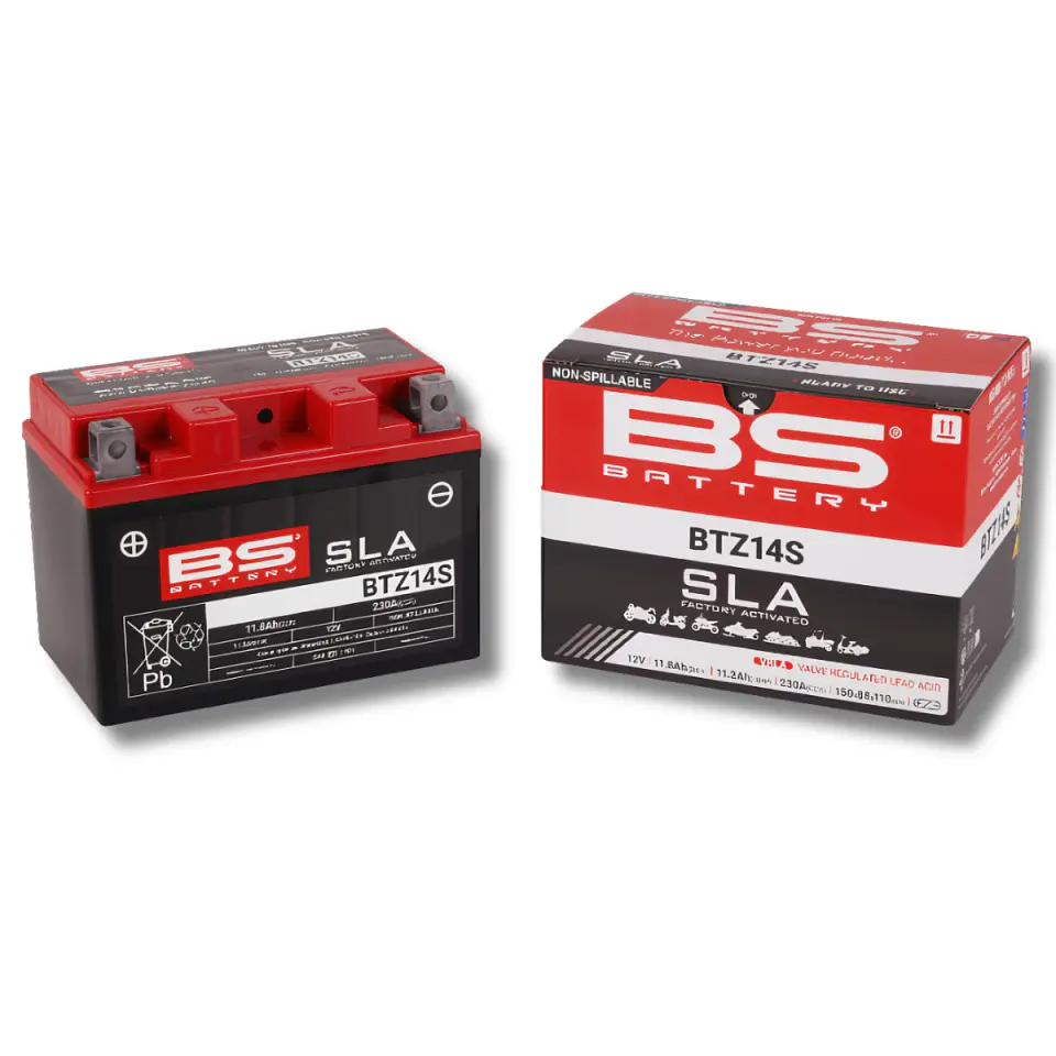  Batería Moto Bs Battery BTZ14S SLA AGM (Equivalente YTZ14S) 12V 12.2Ah 1