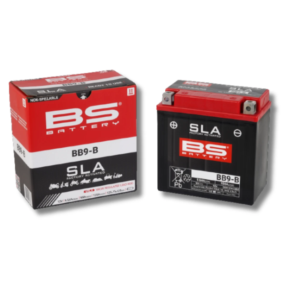 Batería Moto Bs Battery BB9-B SLA AGM (Equivalente YB9-B, 12N9-4B-1) 12V 9Ah 1