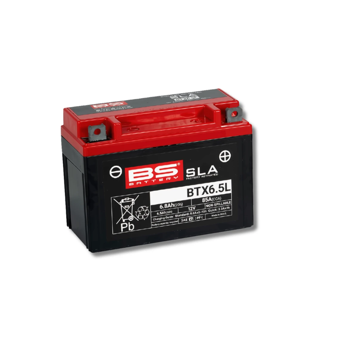 Batería Moto Bs Battery BTX6.5L SLA AGM (Equivalente YTX6.5L) 12V 6.5Ah 2