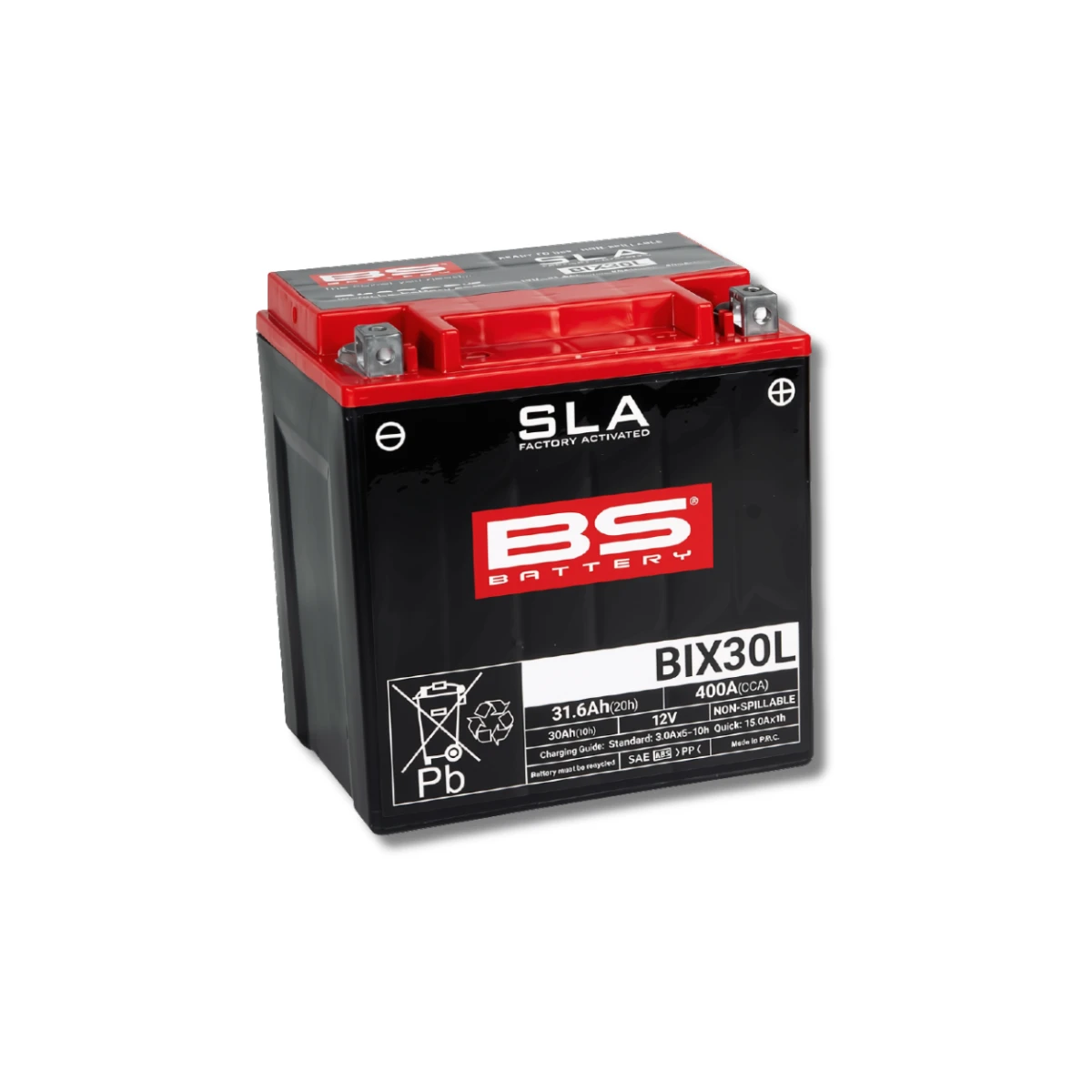 Batería Moto Bs Battery BIX30L SLA AGM (Equivalente YIX30L) 12V 30Ah 2