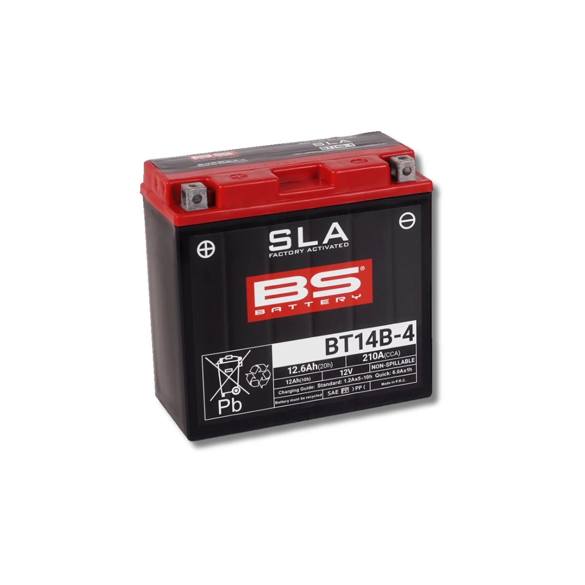 Batería Moto Bs Battery BT14B-4 SLA AGM (Equivalente YT14B-4) 12V 12Ah  2