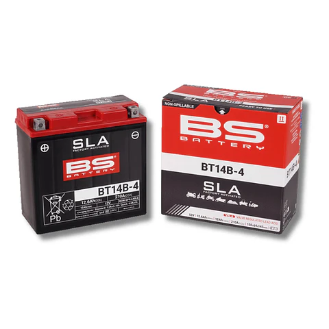 Batería Moto Bs Battery BT14B-4 SLA AGM (Equivalente YT14B-4) 12V 12Ah 