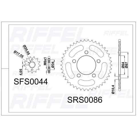 Kit transmisión Riffel Titanium Euromot Vintage 150 42T/15Z (Cadena 428H-120L)