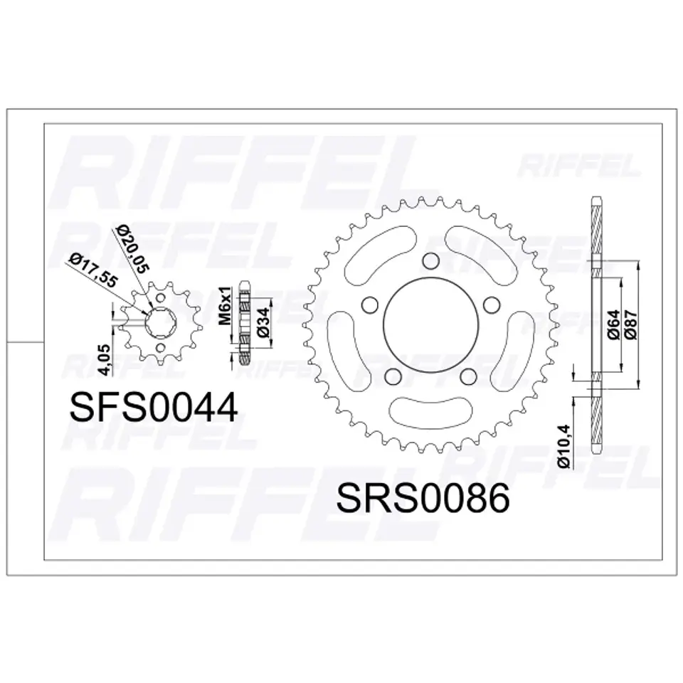 Kit transmisión Riffel Titanium Euromot Vintage 150 42T/15Z (Cadena 428H-120L) 2