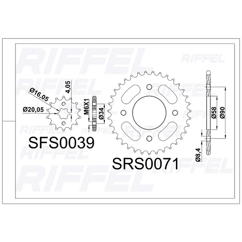 Kit transmisión Riffel Titanium Suzuki Gixxer 150 45T/15Z (Cadena 428H-132L)