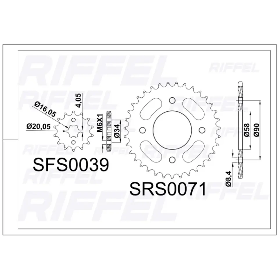 Kit transmisión Riffel Titanium Suzuki Gixxer 150 45T/15Z (Cadena 428H-132L) 2