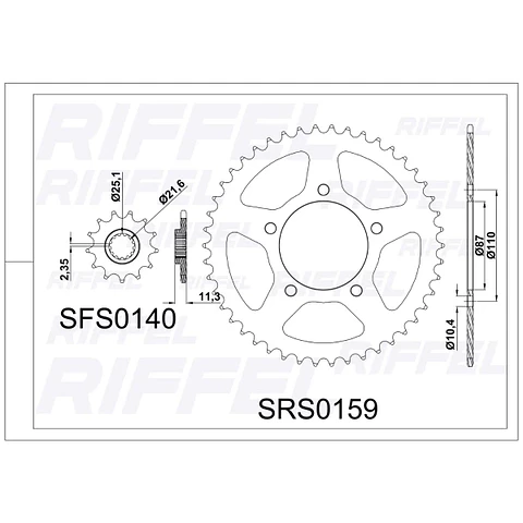 Kit transmisión Riffel Titanium Suzuki Gixxer 250/SF 40T/13Z (Cadena 520H-108L)