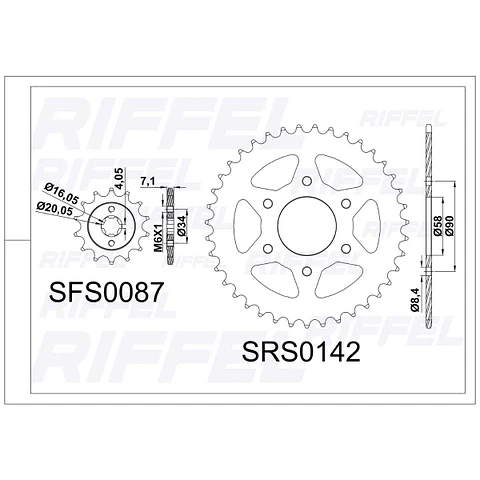 Kit transmisión Riffel Titanium Bajaj Pulsar NS 200FI 39T/14Z (Cadena 520H-108L)