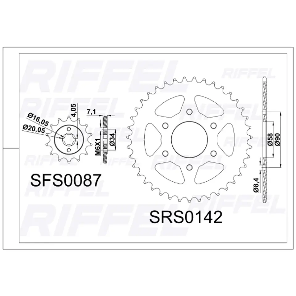 Kit transmisión Riffel Titanium Bajaj Pulsar NS 200FI 39T/14Z (Cadena 520H-108L) 2