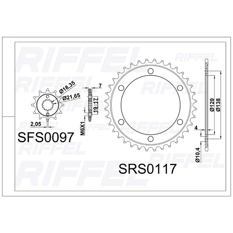 Kit transmisión Riffel Titanium Honda CBR 300/ABS 36T/14Z (Cadena 520H-108)