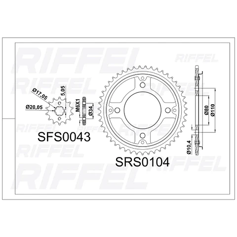 Kit Transmisión Riffel Top Honda CB 190R 45T/14Z (Cadena 428HO-132L Con Oring)