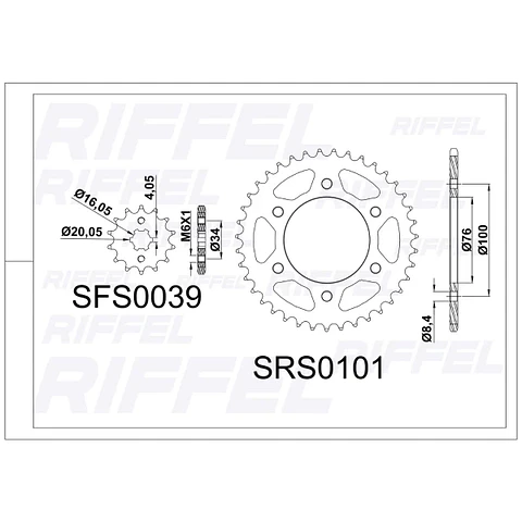 Kit Transmisión Riffel Top Yamaha R15 V2 47T/14Z (Cadena 428HO-127L Con Oring)