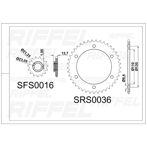 Kit transmisión Riffel Titanium Yamaha FZ 25/A/New 46T/15Z (Cadena 428H-136L Dorada)