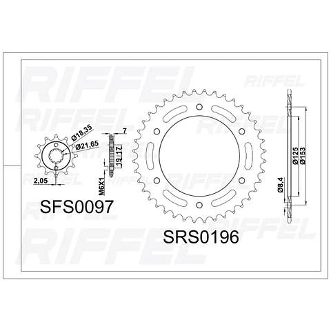 Kit Transmisión Riffel Top Honda CRF 300L/Rally 40T/14Z (Cadena Dorada 520HO-108L Con Oring)