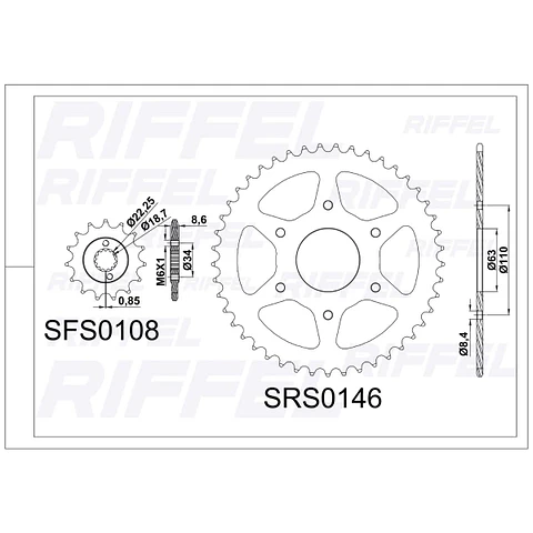 Kit Transmisión Riffel Top KTM 390 Duke / RC / Adventure 45T/15Z (Cadena 520HO-118L Con Oring) 