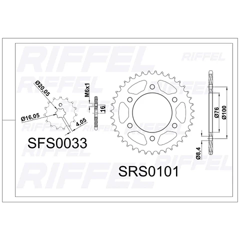 Kit transmisión Riffel Titanium Yamaha FZ 16 / FZN 150 (FZ 2.0) 40T/14Z (Cadena 428H-128L)